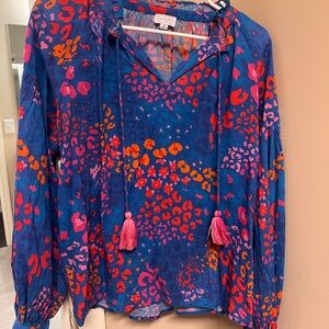 Mud Pie Multicolor Blouse with Tassels